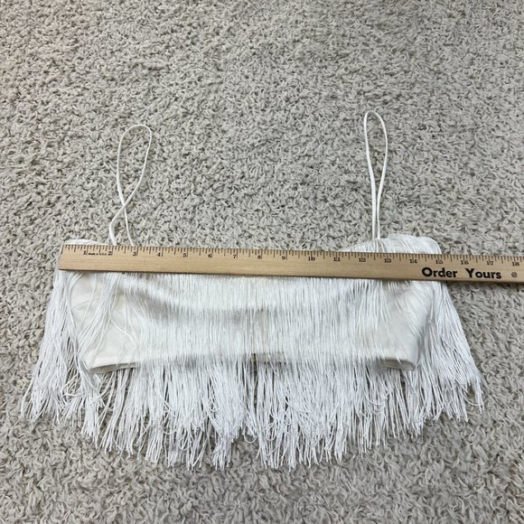 Meshki Fringe Crop Top White Small - Picture 5 of 9